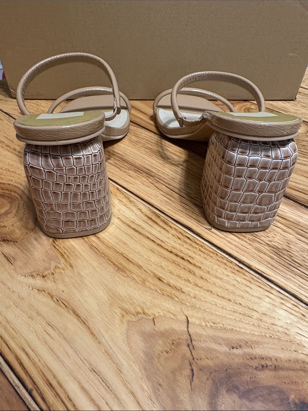 Dolce Vita Beige Patent Double-Strap Slide Heels - Picture 4 of 8